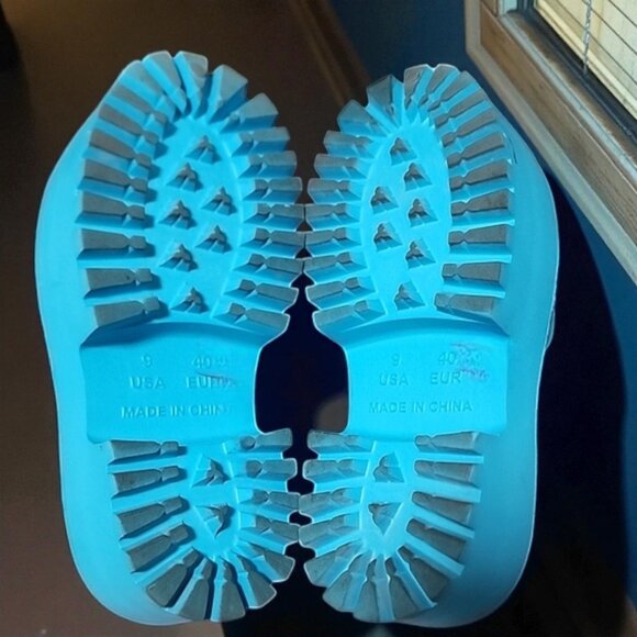 JEFFREY CAMPBELL Bae Platform Sandals 40 9 Bright Blue Chunky Rubber Slides - Picture 11 of 16